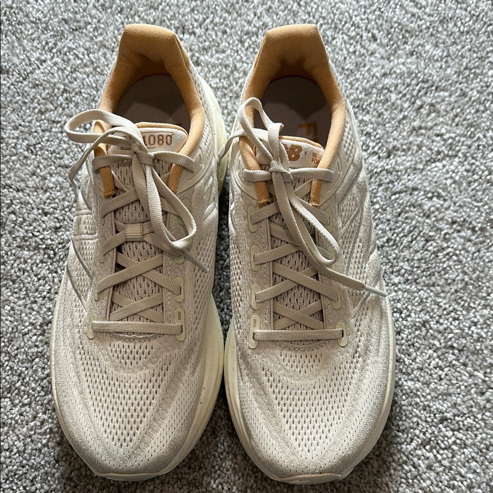 New Balance 1080 Cream Athletic Shoes